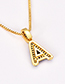 Fashion R Gold Copper Inlaid Zircon Letter Necklace