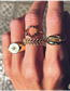 Fashion Gold Shell Circle Openwork Leaf Diamond Ring Set Of 4
