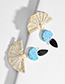 Fashion White Straw Semi-circular Natural Stone Earrings