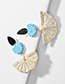 Fashion White Straw Semi-circular Natural Stone Earrings