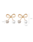 Fashion Gold Openwork Bow With Diamond Pearl Earrings