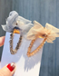 Fashion Champagne (square) Crepe Bow And Diamond Hair Clip
