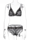 Fashion Black Lace Leopard Stitching Strap Underwear Set Of Two