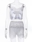 Fashion White Sling Short Lace Pajamas Three-piece Suit