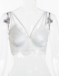 Fashion White Deep V Underwear Satin Lace Stitching Vest