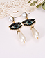 Fashion Black Alloy Diamond Eye Pearl Stud Earrings