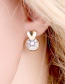 Fashion Silver Copper Inlaid Large Zircon Love Peach Heart Stud Earrings