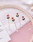 Fashion Pink  Silver Needle Flower Earrings