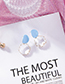 Fashion Blue  Silver Needle Geometric Spray Crystal Stud Earrings