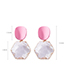Fashion Pink  Silver Needle Geometric Spray Crystal Stud Earrings