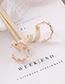 Fashion Pearl  Silver Needle Wrapped Pearl Semi-arc Crystal Earrings