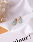 Fashion Green  Silver Needle Oval Square Earrings
