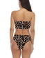 Fashion Black Leopard Tube Top High Waist Split Swimsuit
