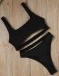 Fashion Black Double-sided Hollow Bandage Split Swimsuit