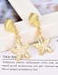 Fashion Gold Alloy Conch Starfish Stud Earrings