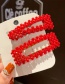 Fashion Red Four Small Flowers Pearl Clip