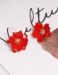 Fashion Red Drop Oil Petal Pearl Earrings
