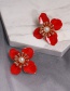 Fashion Green Drop Oil Petal Pearl Flower Earrings