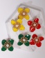 Fashion Yellow Drop Oil Petal Pearl Flower Earrings