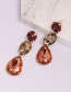 Fashion Orange + Champagne + Dark Red Colorful Diamond Drop Earrings