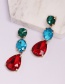 Fashion Red + Blue + Green Colorful Diamond Drop Earrings