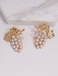 Fashion Gold Grape Inlaid Pearl Stud Earrings