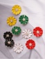 Fashion Black Small Chrysanthemum Color Diamond Drop Oil Pearl Earrings
