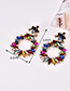 Fashion Color Alloy Diamond Round Earrings