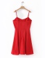 Fashion Red Rose Button Sling Dress