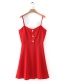 Fashion Red Rose Button Sling Dress