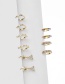 Fashion Gold Gemstone Stud Earrings Set 5 Pairs