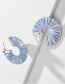 Fashion Blue Hollow Section Dyed Woven Earrings