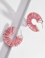 Fashion Pink Hollow Section Dyed Woven Earrings