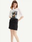 Fashion Black Cotton Pocket Denim Skirt