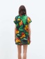 Fashion Green Flower Print Shorts
