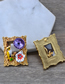 Fashion Gold Oil Painting Pattern Photo Frame Stud Earrings