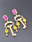 Fashion Pink Key Cross Gemstone Earrings