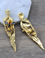 Fashion Gold Three-dimensional Embossed Gold Lily Wings Earrings