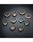 Fashion Gold Star Droplet Diamond Protein Ring Set Of 10