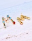 Fashion Gold Copper Inlaid Zircon Letter M Stud Earrings