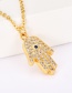 Fashion Gold Copper Inlay Zircon Palm Necklace