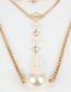 Fashion Gold Multi-layer Love Pearl Drop Pendant Necklace