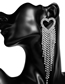 Fashion Silver Love-shaped Acrylic Studded Tassel Earrings