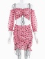 Fashion Pink Wooden Ear T-shirt High Waist Skirt Suit