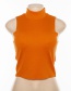 Fashion Orange High Neck Sleeveless Short Vest