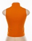 Fashion Orange High Neck Sleeveless Short Vest