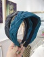 Fashion Hole Blue Cloth Handmade Twist Side Knotted Wide-brimmed Headband