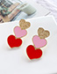 Fashion Red Alloy Red Three Love Earrings