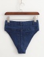 Fashion Navy Blue Inverted Triangle Denim Shorts  Denim