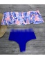 Fashion Navy Blue Top Floral Print One-shoulder Ruffled High Waist Bikini